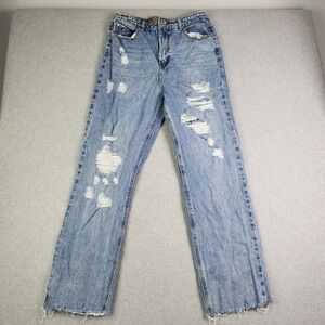 Flying Angel Jeans Women 11 Blue Denim Streetwear Grunge Boho Distressed Raw Hem
